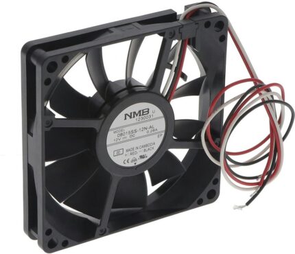 8005760005 08015SS-12N-AL-00, Fan Tubeaxial 12VDC Square - 80mm L x 80mm H Sleeve 33.9 CFM (0.949m³/min) 3 Wire Leads Hirschmann