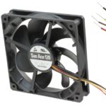 8005760042 9S1212P4M011, Fan Tubeaxial 12VDC Square - 119mm L x 119mm H Ball 58.6 CFM (1.64m³/min) 4 Wire Leads Hirschmann