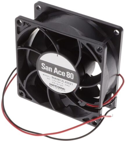 8005778608 9GA0812L20021, Fan Tubeaxial 12VDC Square - 80mm L x 80mm H Ball 2 Wire Leads Hirschmann