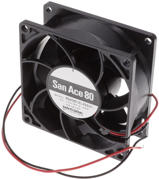 doc049469789 8005778608 9GA0812L20021, Fan Tubeaxial 12VDC Square - 80mm L x 80mm H Ball 2 Wire Leads Hirschmann — изображение 1