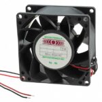 8005780902 MC8038U12B-FSR, Fan Tubeaxial 12VDC Square - 80mm L x 80mm H Ball 95.6 CFM (2.68m³/min) 2 Wire Leads Hirschmann