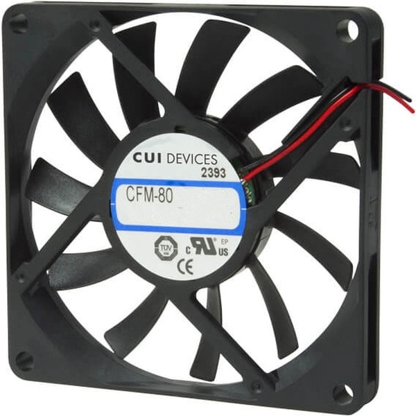 doc049474219 8005789563 CFM-8025-13-20, Fan Tubeaxial 12VDC Square - 80mm L x 80mm H Ball 69.2 CFM (1.94m³/min) 3 Wire Leads Hirschmann — изображение 1