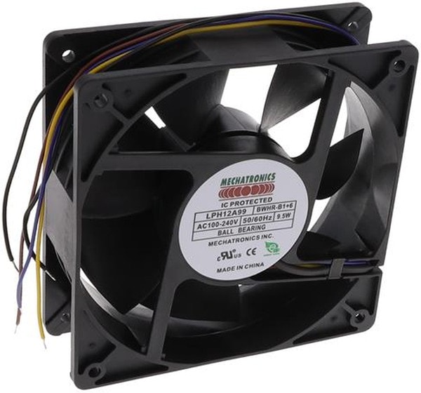 doc049481259 8005809365 LPH12A99-BWHR-B1+6, Fan Tubeaxial 100 ~ 240VAC Square - 120mm L x 120mm H Ball 123.9 CFM (3.47m³/min) 4 Wire Leads Hirschmann — изображение 1