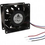 8005816793 FFB0812VHE-F00, Fan Tubeaxial 12VDC Square - 80mm L x 80mm H Ball 57.2 CFM (1.60m³/min) 3 Wire Leads Hirschmann