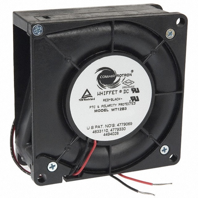 doc049515847 8005911667 19031101A, Fan Blower 12VDC Square - 80mm L x 80mm H Ball 15.0 CFM (0.420m³/min) 2 Wire Leads Hirschmann — изображение 1