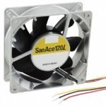 8034042458 9LG1212M1001, Fan Tubeaxial 12VDC Square - 120mm L x 120mm H Ball 77.7 CFM (2.18m³/min) 3 Wire Leads Hirschmann