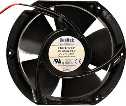 8006009979 FDD1-17251DBLW32, Fan Tubeaxial 24VDC Rectangular/Rounded - 172mm L x 151mm H Ball 255.0 CFM (7.14m³/min) 2 Wire Leads Hirschmann
