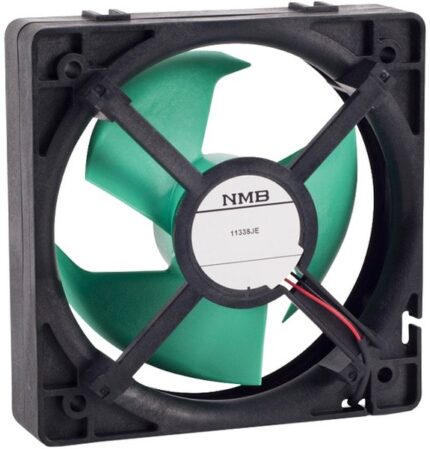 8006018040 11338JE-12L-BA-F0, Fan Tubeaxial 12VDC Square - 113mm L x 113mm H Ball 52.5 CFM (1.47m³/min) 2 Wire Leads Hirschmann