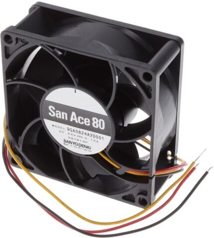 8006020686 9GA0824A2D001, Fan Tubeaxial 24VDC Square - 80mm L x 80mm H Ball 3 Wire Leads Hirschmann