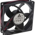 8006057448 AFB0812HD-A, Fan Tubeaxial 12VDC Square - 80mm L x 80mm H Ball 49.3 CFM (1.38m³/min) 2 Wire Leads Hirschmann