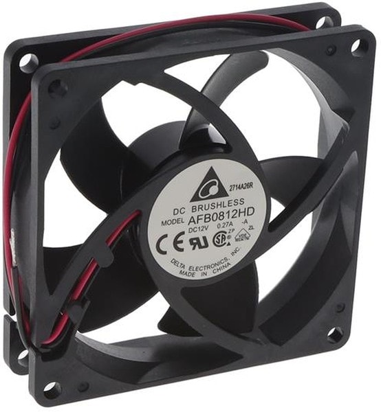 doc049619035 8006057448 AFB0812HD-A, Fan Tubeaxial 12VDC Square - 80mm L x 80mm H Ball 49.3 CFM (1.38m³/min) 2 Wire Leads Hirschmann — изображение 1