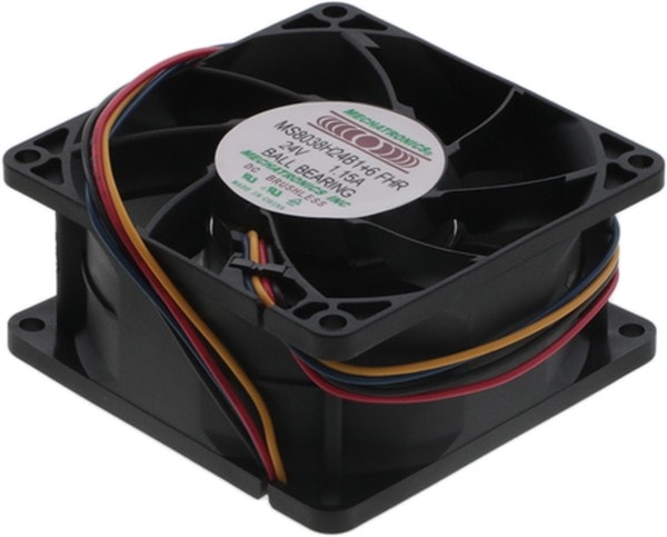 doc049620912 8006062999 MS8038H24B1+6-FHR, Fan Tubeaxial 24VDC Square - 80mm L x 80mm H Ball 120.5 CFM (3.37m³/min) 4 Wire Leads Hirschmann — изображение 1