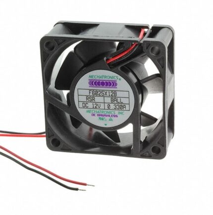 8006066981 F6025X12B-RSR, Fan Tubeaxial 12VDC Square - 60mm L x 60mm H Ball 27.0 CFM (0.756m³/min) 2 Wire Leads Hirschmann