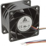 8007497659 PFR0612XHE-SP00, DC Fans Fan, 60x38mm, 12VDC, 76.16CFM, 27.6W, 2.3A, 67.7dBA, Ball, 4-Leads, Tach/PWM Hirschmann