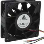 8006111213 PFB1248UHE-EP, Fan Tubeaxial 48VDC Square - 120mm L x 120mm H Ball 243.7 CFM (6.82m³/min) 4 Wire Leads Hirschmann