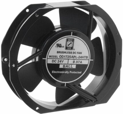8006151467 OD172SAPL-24HTB, Fan Tubeaxial 24VDC Rectangular/Rounded - 172mm L x 150mm H Ball 225.0 CFM (6.30m³/min) 2 Terminals Hirschmann