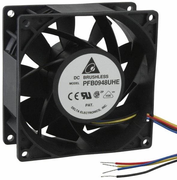doc049681140 8006158831 PFB0948UHE-TP16, Fan Tubeaxial 48VDC Square - 92mm L x 92mm H Ball 153.5 CFM (4.30m³/min) 4 Wire Leads Hirschmann — изображение 1