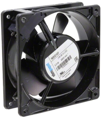 8006160408 W2G107-AD01-13, Fan Tubeaxial 12VDC Square - 119mm L x 119mm H Ball 2 Terminals Hirschmann