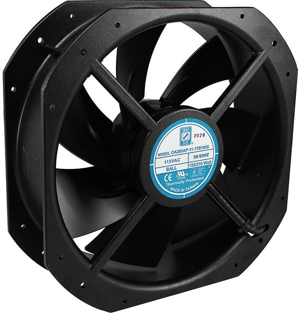 doc049682809 8006162704 OA280AP-11-1TB1868, Fan Tubeaxial 115VAC Square - 280mm L x 280mm H Ball 1300.0 CFM (36.40m³/min) 2 Terminals Hirschmann — изображение 1
