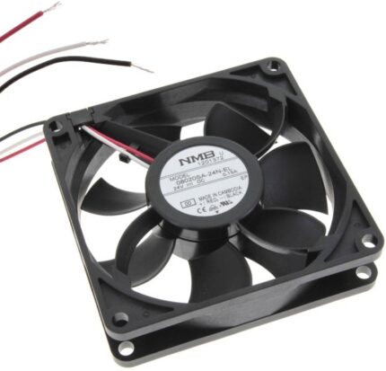 8006174243 08020SA-24N-EL-00, Fan Tubeaxial 24VDC Square - 80mm L x 80mm H Ball 3 Wire Leads Hirschmann
