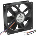 8006177726 AFC0912D-AF00, Fan Tubeaxial 12VDC Square - 92mm L x 92mm H Ball 102.6 CFM (2.87m³/min) 4 Wire Leads Hirschmann