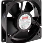 8006184228 UF12AM12-BWHR-H-L24, Fan Tubeaxial 115VAC Square - 120mm L x 120mm H Ball 106.0 CFM (2.97m³/min) 2 Wire Leads Hirschmann