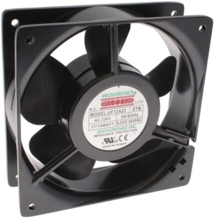 8006602418 UF12A23-STMR, Fan Tubeaxial 230VAC Square - 120mm L x 120mm H Sleeve 92.0 CFM (2.58m³/min) 2 Terminals Hirschmann