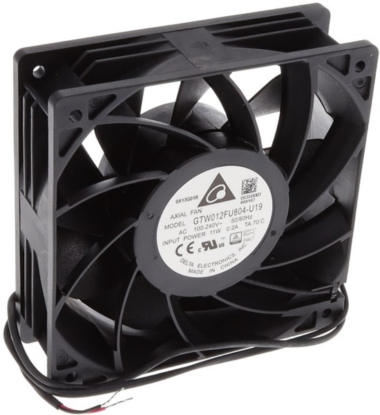 doc049713209 8006640146 GTW012FU804-U19, Fan Tubeaxial 220VAC Square - 120mm L x 120mm H Ball 145.0 CFM (4.06m³/min) 2 Wire Leads Hirschmann — изображение 1