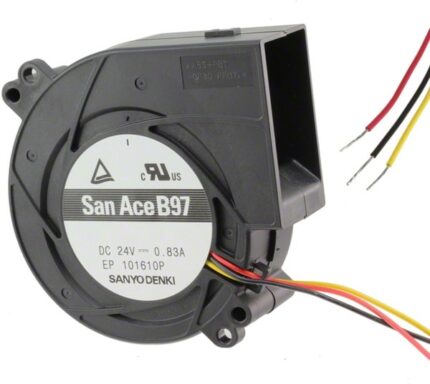8006918896 9BMB12G201, Fan Blower 12VDC Rectangular/Rounded - 97.1mm L x 95mm H Ball 47.3 CFM (1.32m³/min) 3 Wire Leads Hirschmann