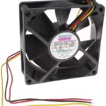 8006861482 G8025H12B2-RSR, Fan 12VDC Square - 80mm L x 80mm H Ball 3 Wire Leads Hirschmann