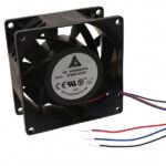 8006880686 PFB0812DHE-F00, Fan Tubeaxial 12VDC Square - 80mm L x 80mm H Ball 132.6 CFM (3.71m³/min) 3 Wire Leads Hirschmann