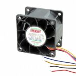 8006893158 ME6038X12B1+6-FSR, Fan Tubeaxial 12VDC Square - 60mm L x 60mm H Ball 57.5 CFM (1.61m³/min) 4 Wire Leads Hirschmann