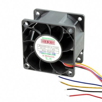 8006893158 ME6038X12B1+6-FSR, Fan Tubeaxial 12VDC Square - 60mm L x 60mm H Ball 57.5 CFM (1.61m³/min) 4 Wire Leads Hirschmann
