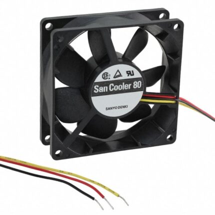 8006972814 9A0812G4011, Fan Tubeaxial 12VDC Square - 80mm L x 80mm H Ball 53.0 CFM (1.48m³/min) 3 Wire Leads Hirschmann
