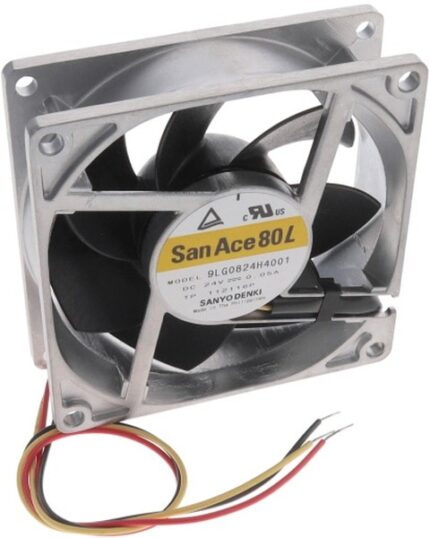8006965053 9LG0824H4001, Fan Tubeaxial 24VDC Square - 80mm L x 80mm H Ball 36.3 CFM (1.02m³/min) 3 Wire Leads Hirschmann