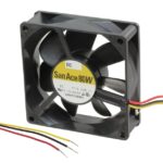 8033897086 9WPA0824G4201, Fan Tubeaxial 24VDC Square - 80mm L x 80mm H Ball 3 Wire Leads Hirschmann
