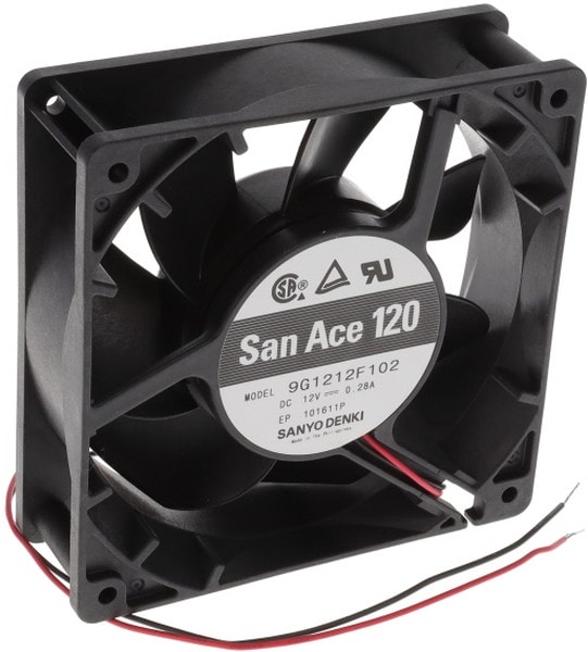 doc049800612 8006991257 9G1212F102, Fan Tubeaxial 12VDC Square - 119mm L x 119mm H Ball 87.0 CFM (2.44m³/min) 2 Wire Leads Hirschmann — изображение 1