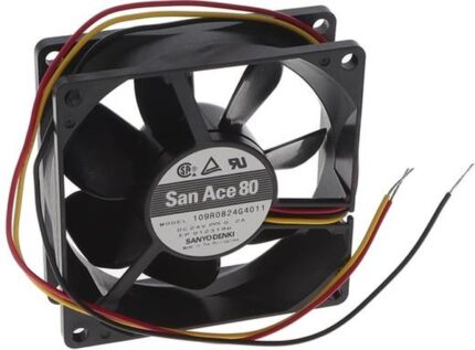 8007463154 109R0824G4011, DC Fans DC Axial Fan, 80x80x25mm, 24VDC, 53CFM, 4.8W, 40dBA, Ribless, Ball, 3 Wire, Tach Hirschmann
