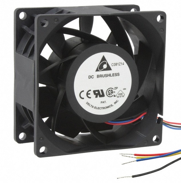 doc049802764 8007011834 PFM0812HE-01BFY, Fan Tubeaxial 12VDC Square - 80mm L x 80mm H Ball 129.4 CFM (3.62m³/min) 4 Wire Leads Hirschmann — изображение 1