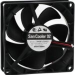 8007869205 9A0912S4021, Fan Tubeaxial 12VDC Square - 92mm L x 92mm H Ball 58.6 CFM (1.64m³/min) 2 Wire Leads Hirschmann