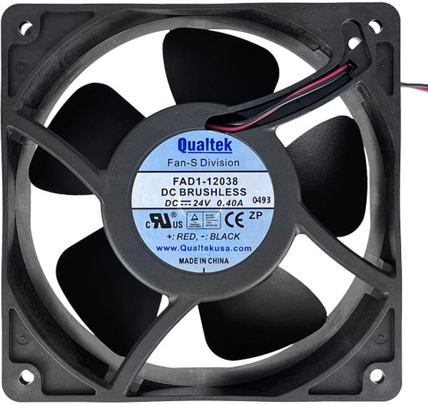 doc049825471 8007869944 FAD1-12038CBJW12, Fan Tubeaxial 12VDC Square - 120mm L x 120mm H Ball 120.1 CFM (3.36m³/min) 2 Wire Leads Hirschmann — изображение 1