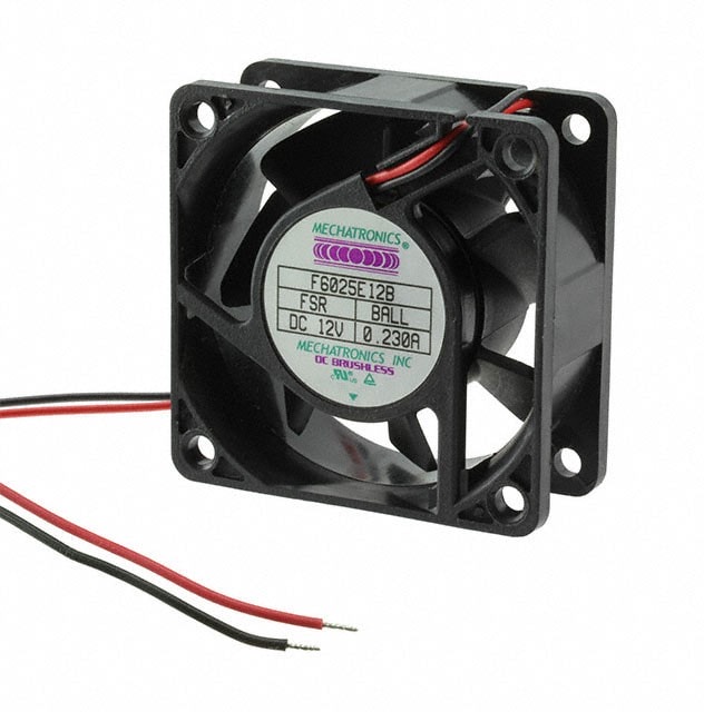 doc049837464 8008626580 F6025E12B-FSR, Fan Tubeaxial 12VDC Square - 60mm L x 60mm H Ball 24.0 CFM (0.672m³/min) 2 Wire Leads Hirschmann — изображение 1