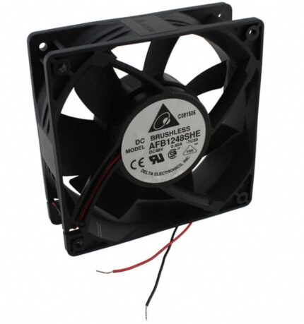 8008643718 AFB1248SHE-TC50, Fan Tubeaxial 48VDC Square - 120mm L x 120mm H Ball 190.5 CFM (5.33m³/min) 2 Wire Leads Hirschmann