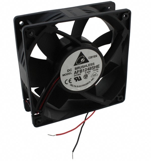 doc049843310 8008643718 AFB1248SHE-TC50, Fan Tubeaxial 48VDC Square - 120mm L x 120mm H Ball 190.5 CFM (5.33m³/min) 2 Wire Leads Hirschmann — изображение 1
