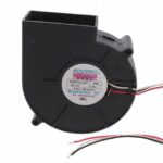 8008657971 MXB9733L24B1-BSR, Fan Blower 24VDC Rectangular/Rounded - 97mm L x 94.4mm H Ball 18.8 CFM (0.526m³/min) 3 Wire Leads Hirschmann