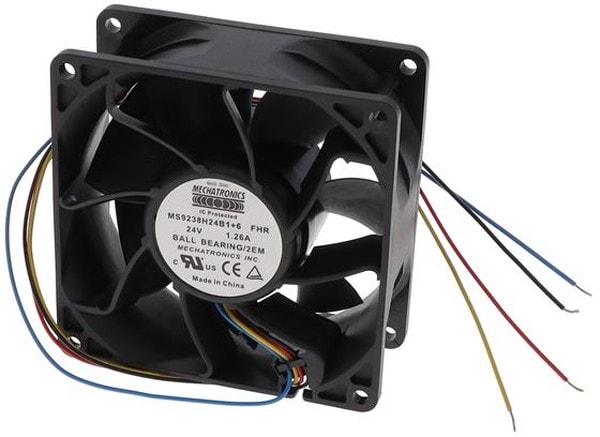 doc049860296 8005907339 MS9238H24B1+6-FHR-2EM, Fan Tubeaxial 24VDC Square - 92mm L x 92mm H Ball 166.7 CFM (4.67m³/min) 4 Wire Leads Hirschmann — изображение 1