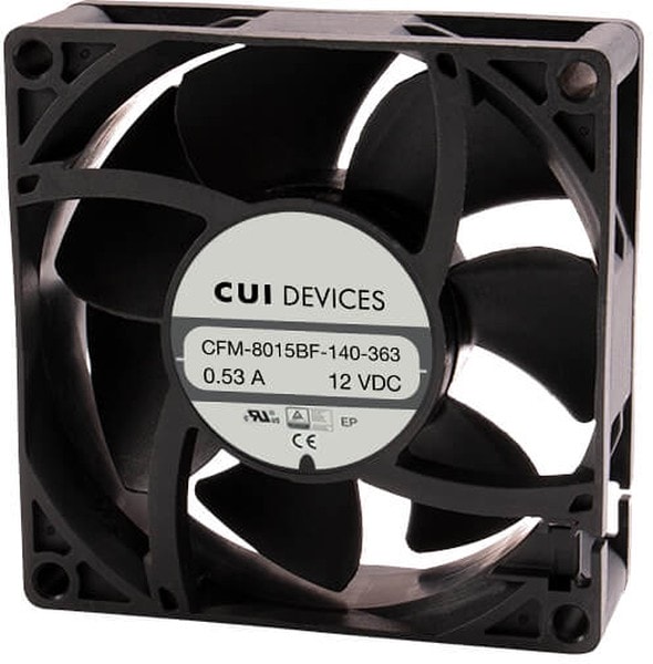 doc049980054 8034044946 CFM-8038BF-1130-631-20, Fan Tubeaxial 12VDC Square - 80mm L x 80mm H Ball 98.6 CFM (2.76m³/min) 3 Wire Leads Hirschmann — изображение 1