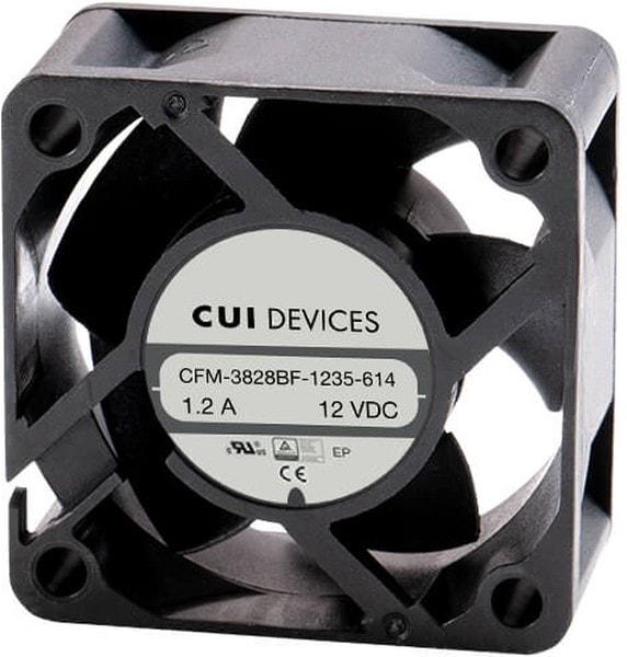 doc049983293 8033945390 CFM-3828BF-1180-556, Fan Tubeaxial 12VDC Square - 38mm L x 38mm H Ball 16.9 CFM (0.473m³/min) 2 Wire Leads Hirschmann — изображение 1