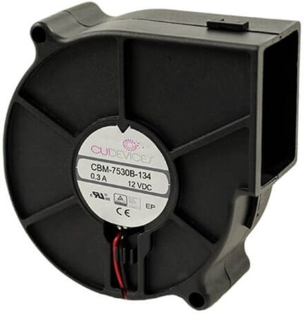 8033900141 CBM-7530BF-150-493-20, Fan Blower 12VDC Square/Rounded - 75.7mm L x 75.7mm H Ball 17.8 CFM (0.498m³/min) 3 Wire Leads Hirschmann