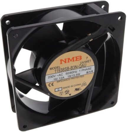 8033820108 11938SB-B3N-QA-U0, Fan Tubeaxial 230VAC Square - 119mm L x 119mm H Ball 105.9 CFM (2.97m³/min) 2 Terminals Hirschmann